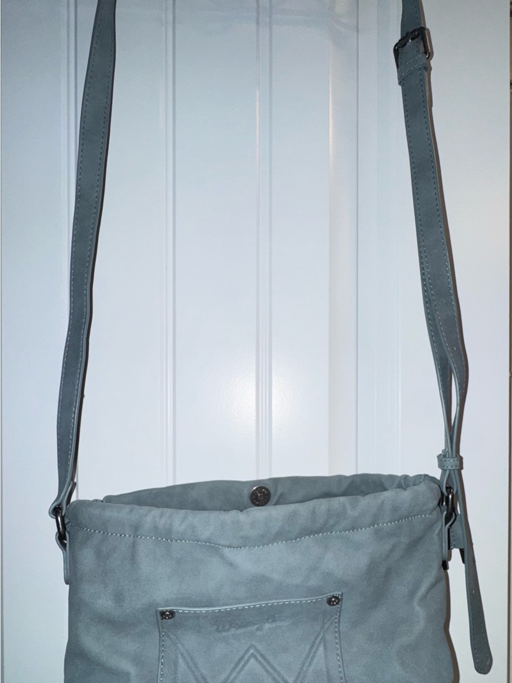 Wrangler Gray Suede Crossbody Bag